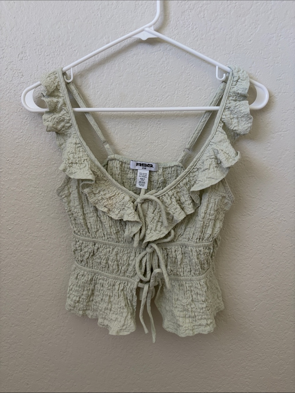 RSQ Sage Ruffle Tie-Front Smocked Camisole